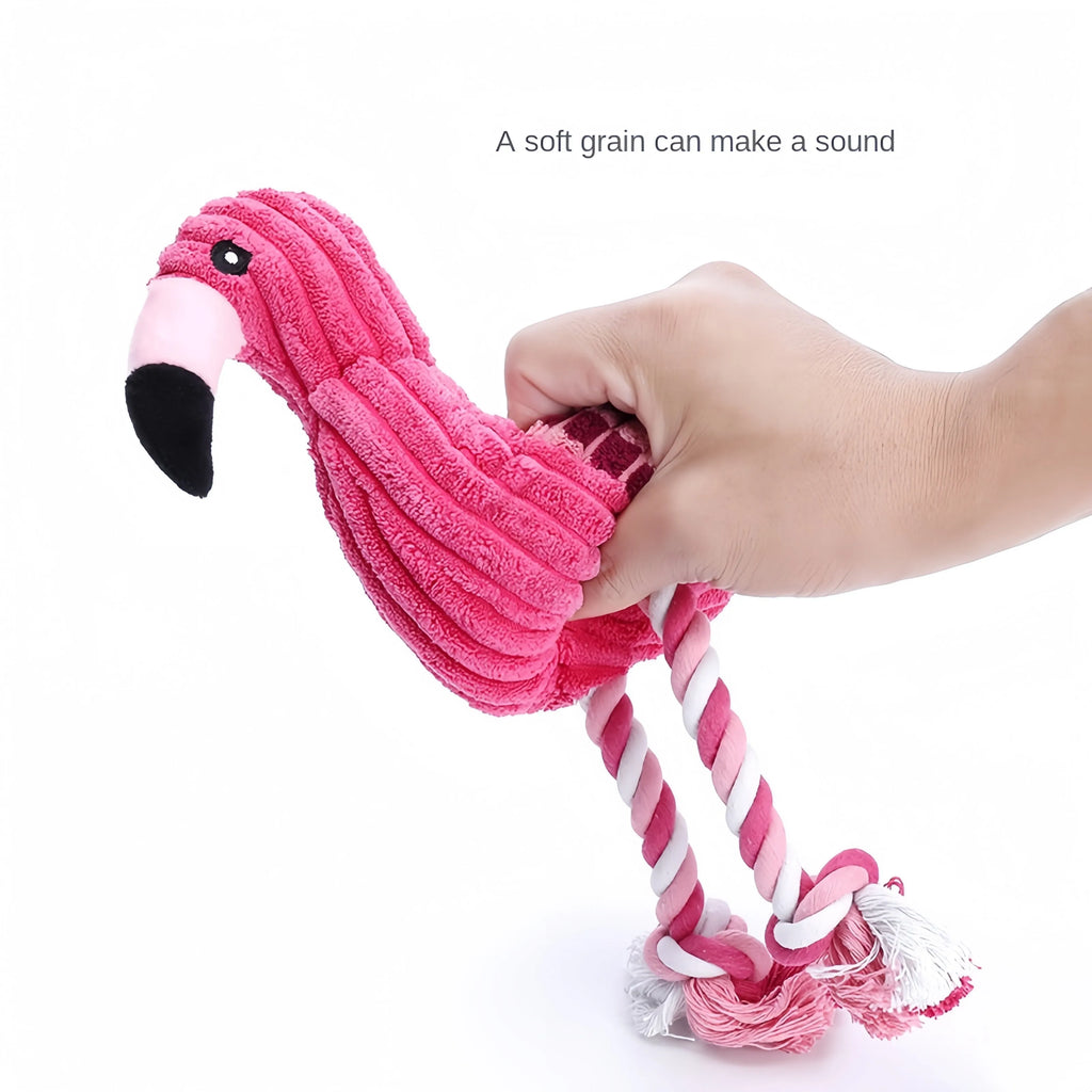 Pink corduroy animal shape squeaky plush dog toy for small and large dogs