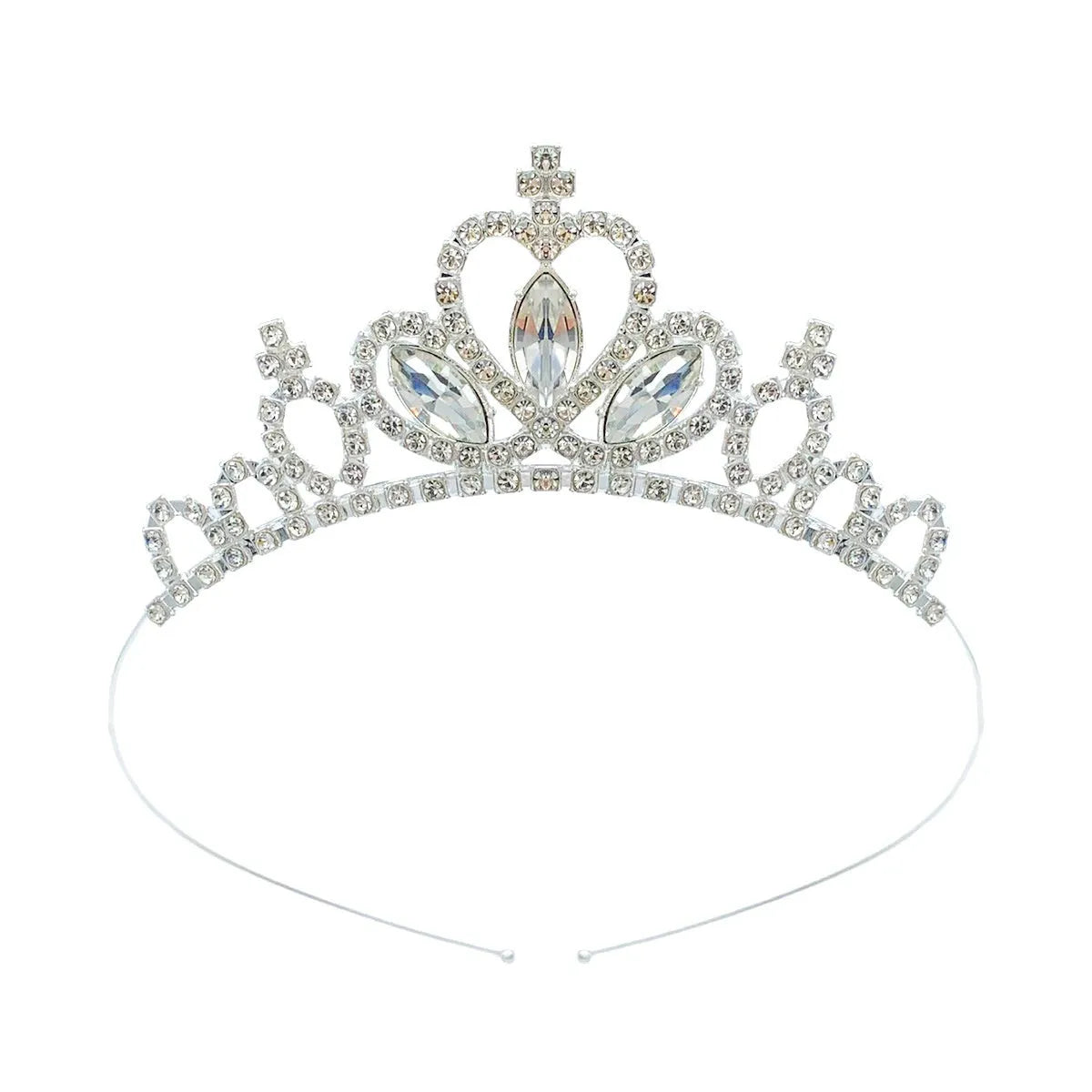 Gold and silver alloy princess crown headdress with coloured gemstones for girls birthday parties