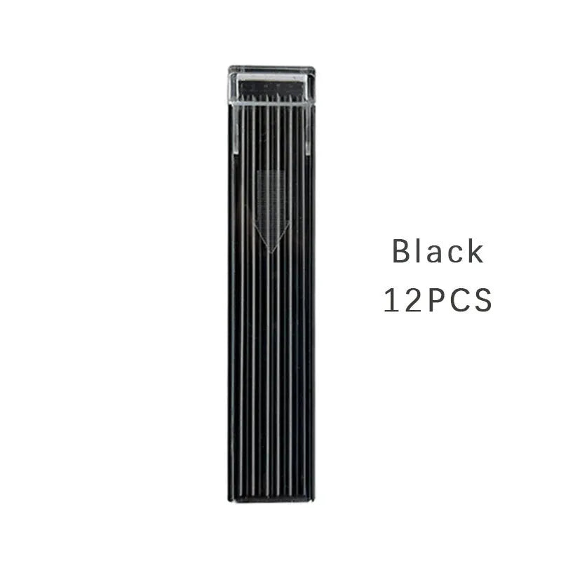 Boxed set of 12 mechanical pencil lead refills in rainbow colours for type 0 pencils