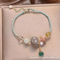 Hand-woven crystal bracelet with sequin details and adjustable buckle in three colour options