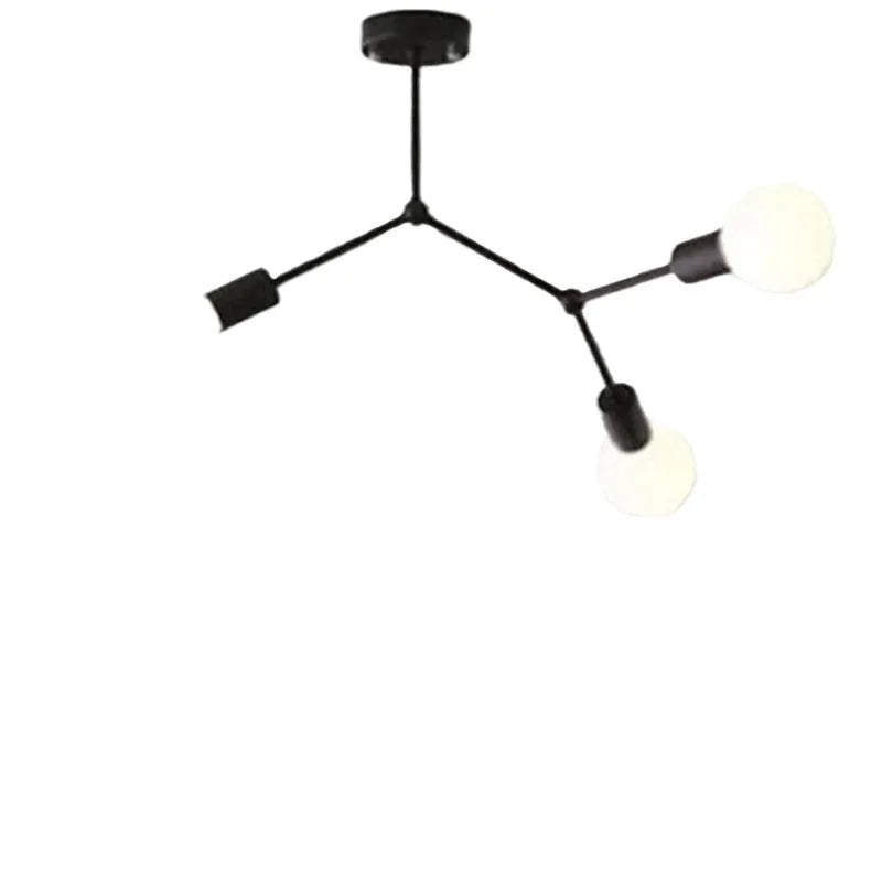 Iron chandelier ceiling lamp with Nordic design in black or white finish