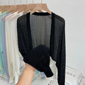 Hollow out lantern sleeve blouse in polyester linen blend fabric shown in apricot colour