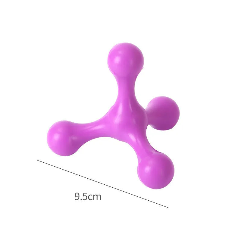 Silicone three-leg chew toy for small and medium dogs in assorted colours