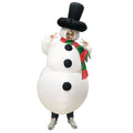 Christmas inflatable costume suit for adults showing cloth construction with fan and battery box