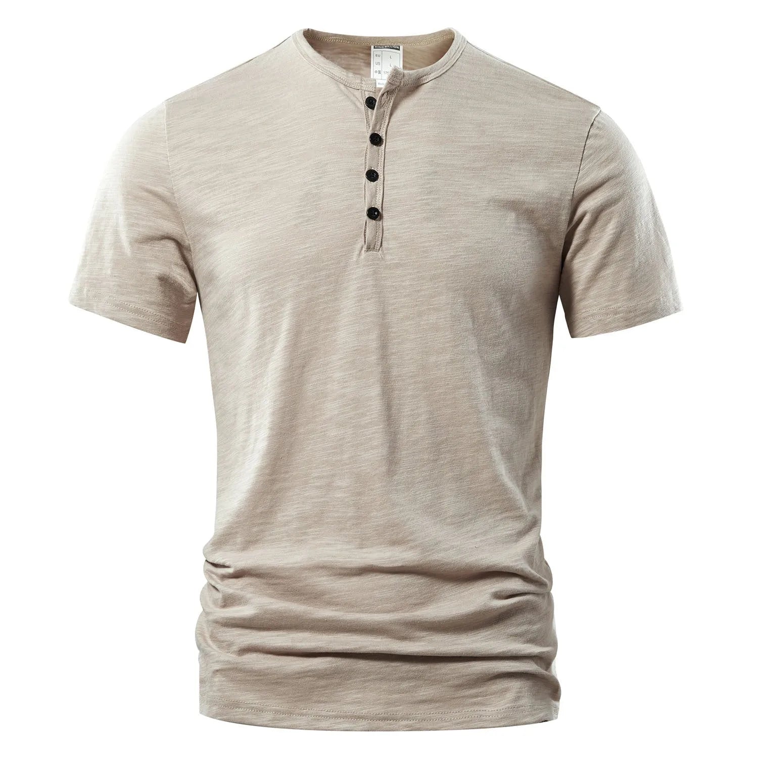 Men's solid colour slub cotton short sleeve casual shirt in British style pullover