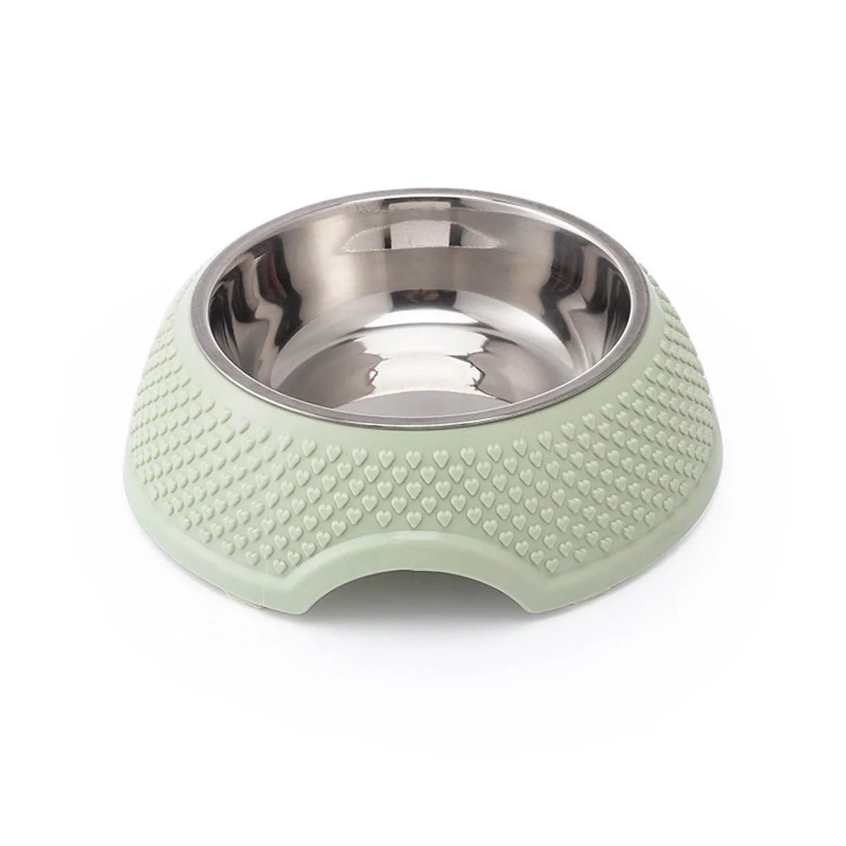 Set of 4 stainless steel pet bowls with weighted non-slip base in blue, green and pink colours