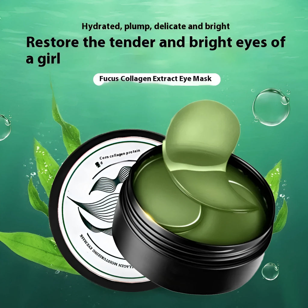 Green seaweed eye mask sheet with 60 tablets containing seaweed extract and sodium hyaluronate