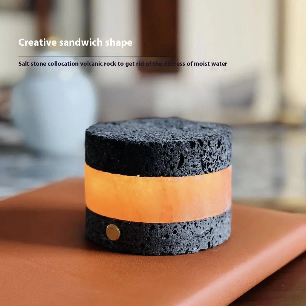 Orange volcanic rock USB night lamp with essential oil diffuser and dimming control