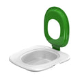 Fifth generation cat toilet trainer mat in ABS plastic, shown in grey, green, and blue colour options.