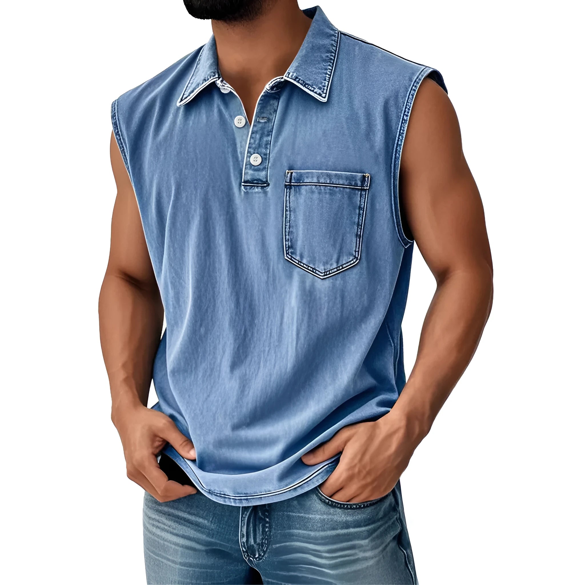 Men's button-front polo shirt with 3D digital printing design and short sleeves