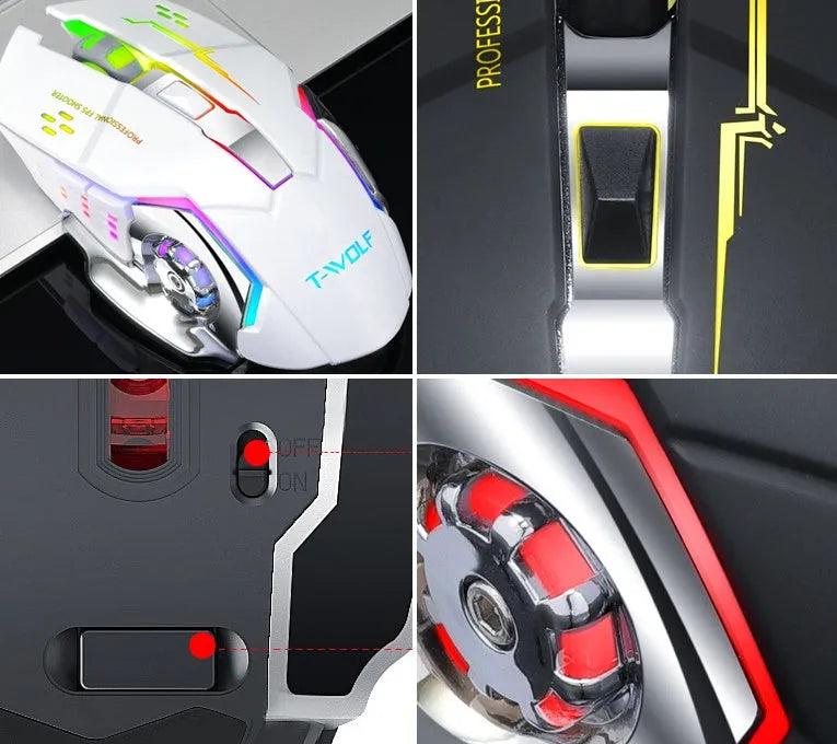 Black and white wireless charging mouse with silent click for laptop use