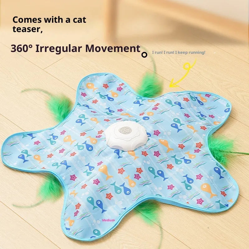 Smart cat hunting toy in blue fish design made from PP material