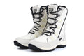 Women's mid-calf thermal snow boots in black with genuine leather upper and rubber sole
