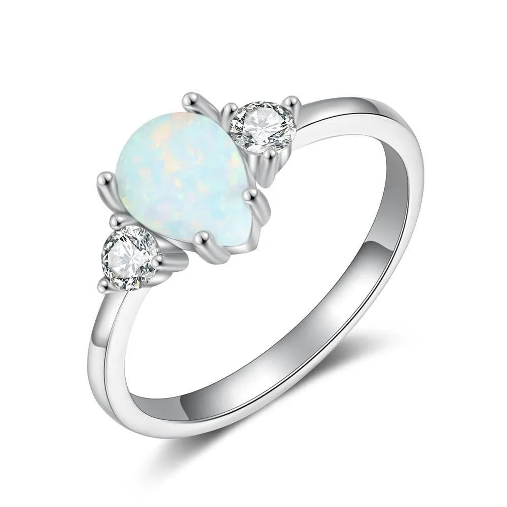 Women's sterling silver ring with water droplet original design electroplated finish