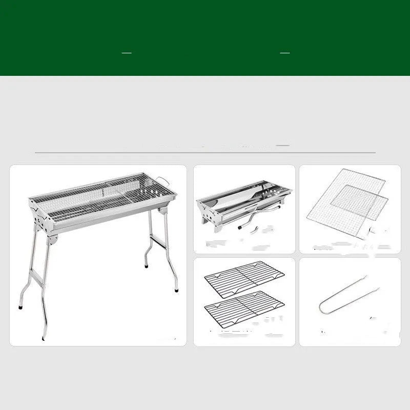 Stainless steel portable folding barbecue oven with large cooking surface