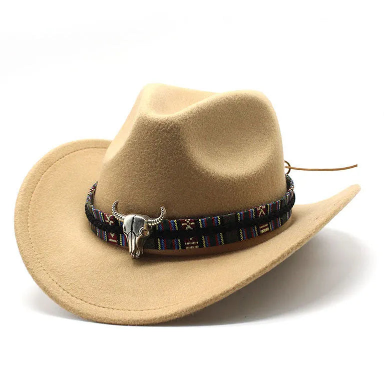 Wool blend Western cowboy hat with wide brim and bell crown in multiple colour options.