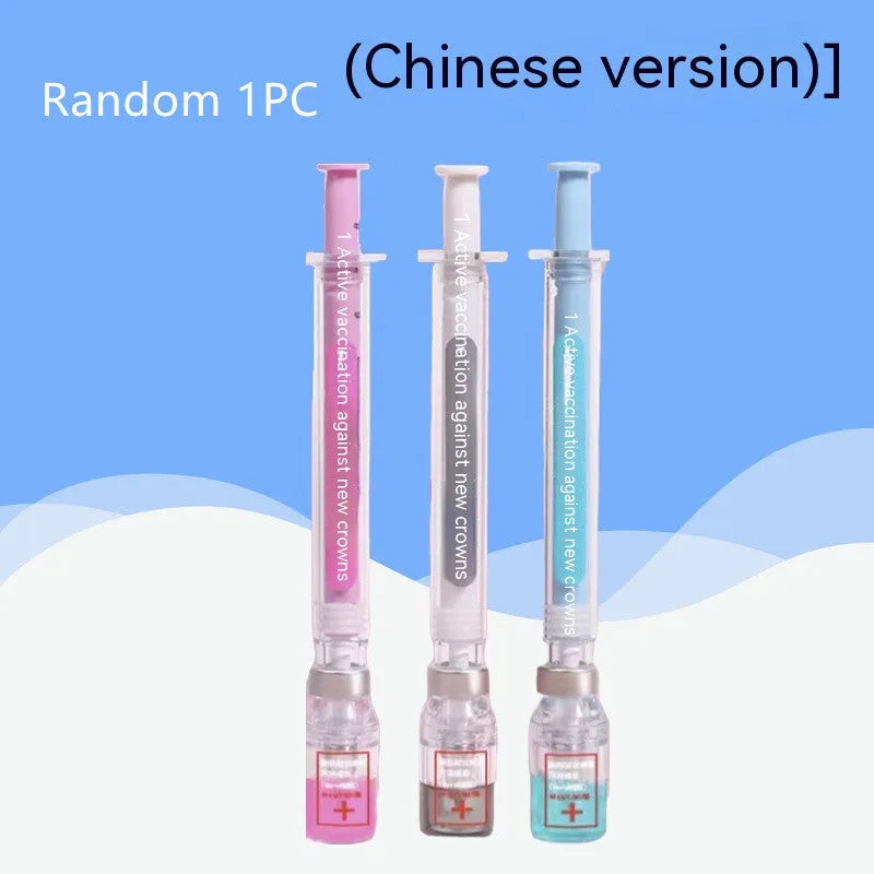 Creative vaccine design gel pen with black 0.5mm refill and plastic barrel