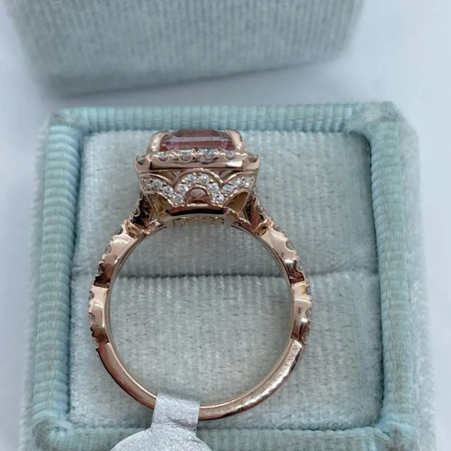 Rose gold geometric alloy women's fashion ring showing electroplated finish