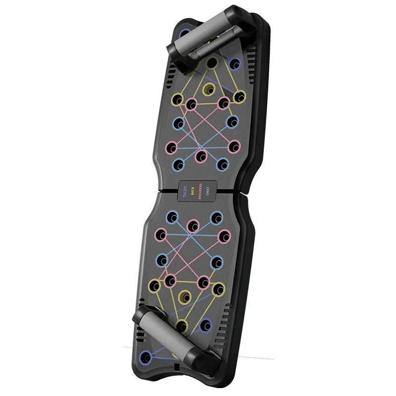 ABS plastic push up support plate fitness equipment on a floor, shown in available colour options.