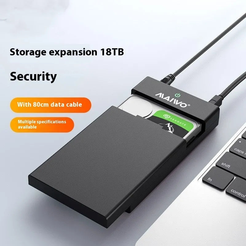 3.5 inch USB 3.0 SATA hard disk enclosure in two-tone colour with power supply and cable