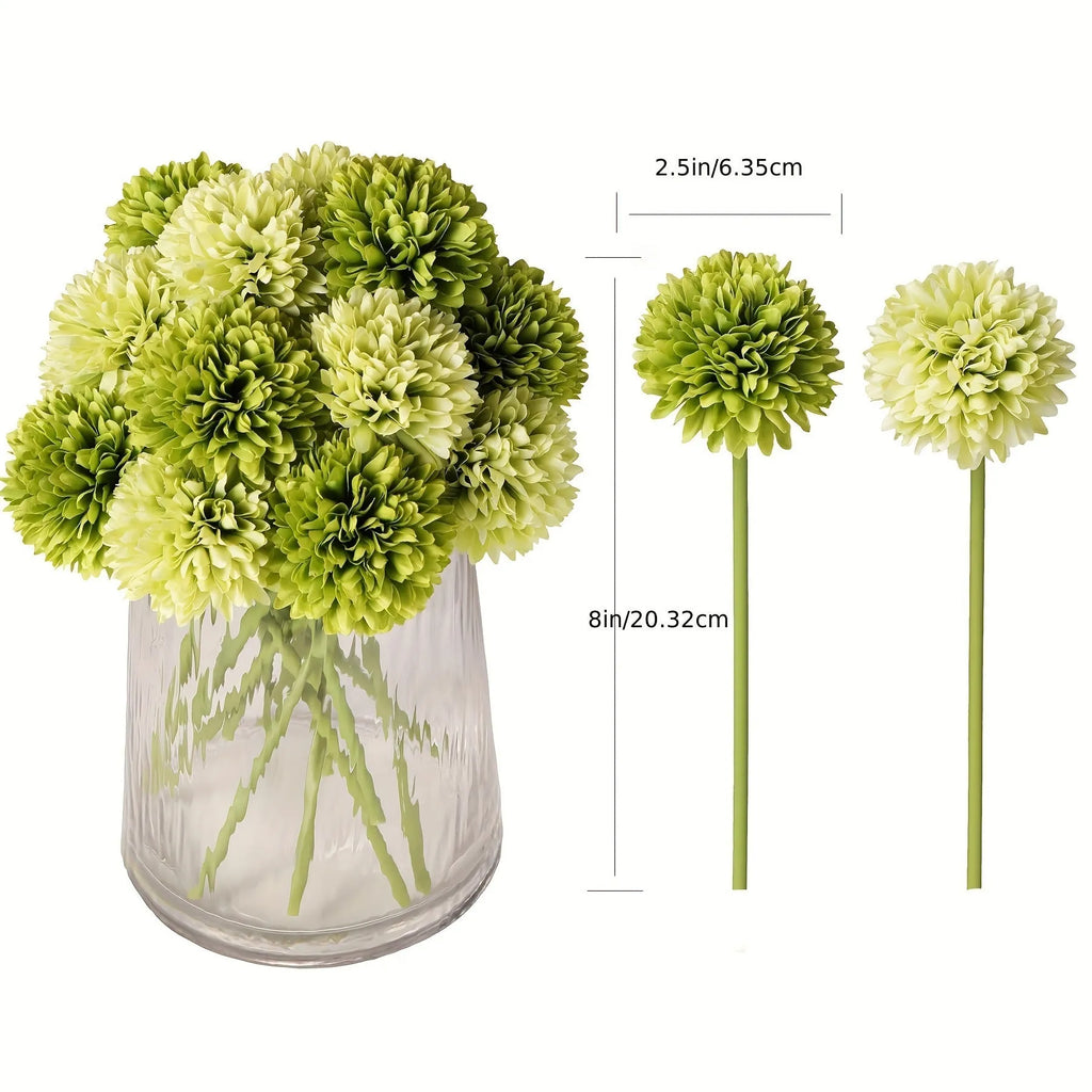 Silk artificial flower in dark green, 20cm tall desktop decoration