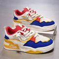 Men's white casual board shoes with rubber soles and mesh lining in three colour variations