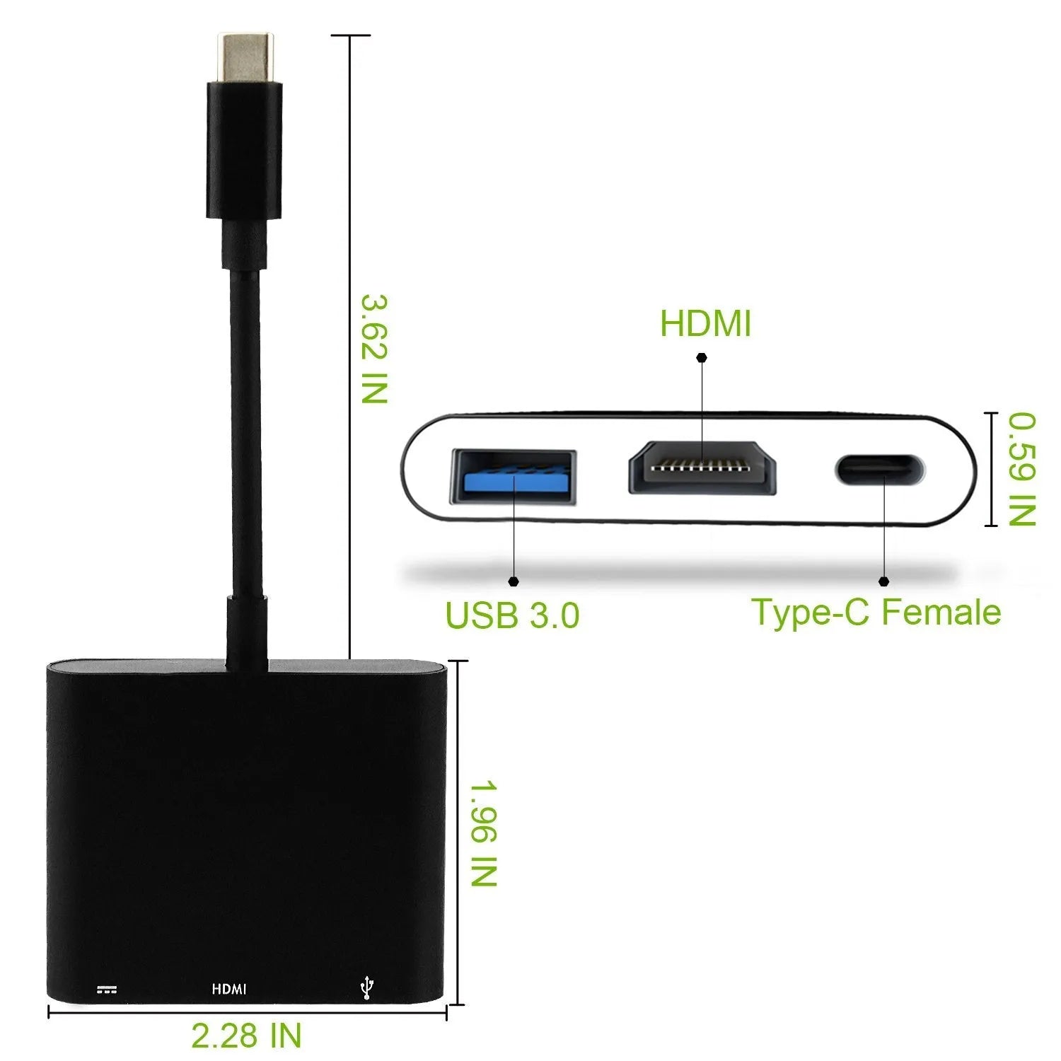 Black USB Type-C to HDMI adapter cable for Nintendo Switch with 4K 1080p support