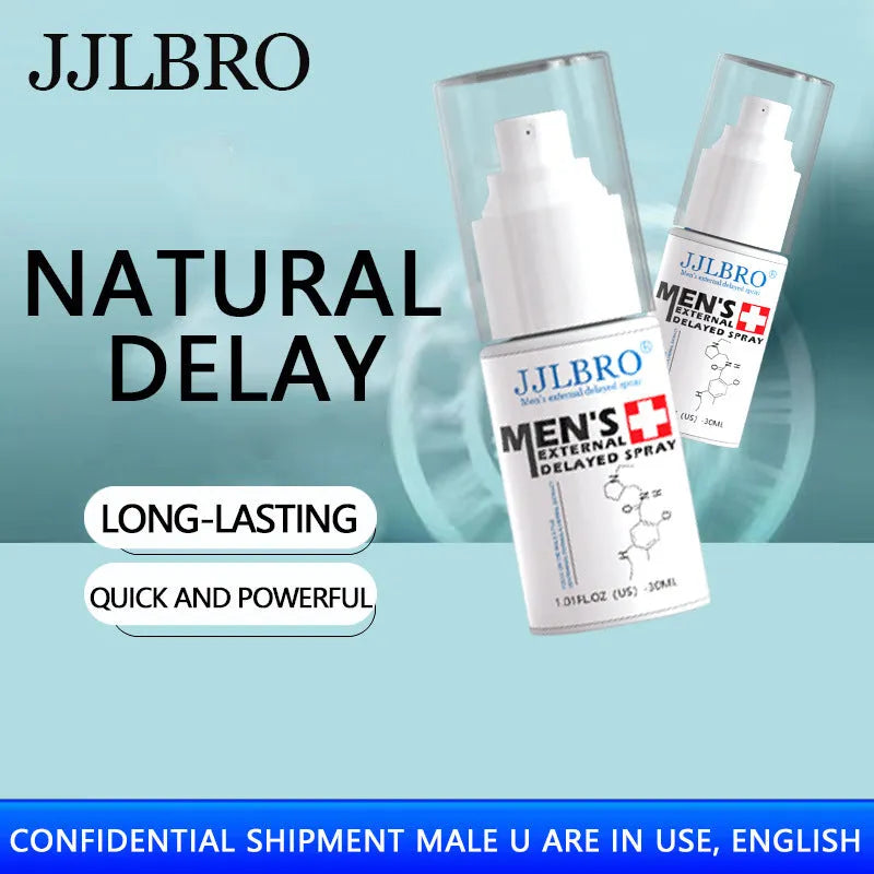 White bottle of male delayed spray 30ml for sex flirting with plant extraction