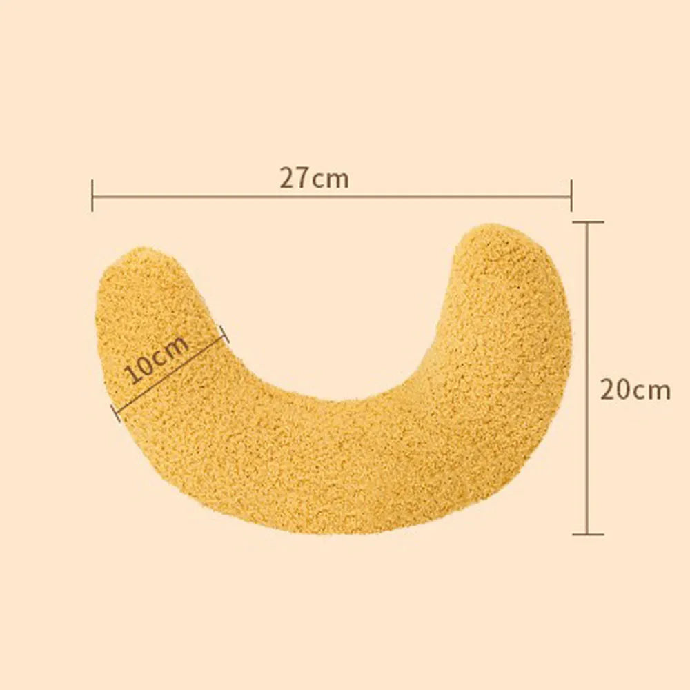U-shaped blue cat pillow with adjustable fabric collar for pet neck support