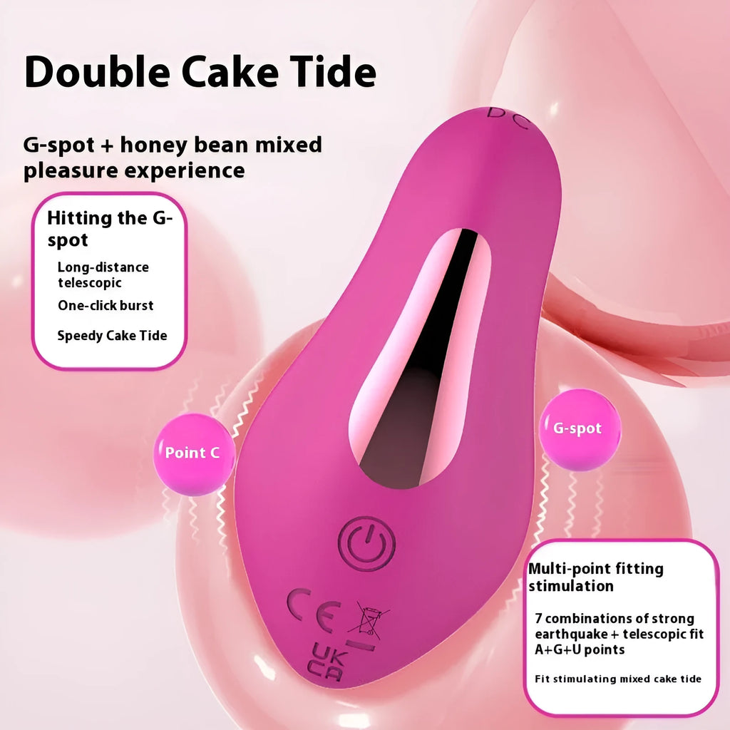Rose red app-controlled wearable female massager with silicone construction and USB charging port