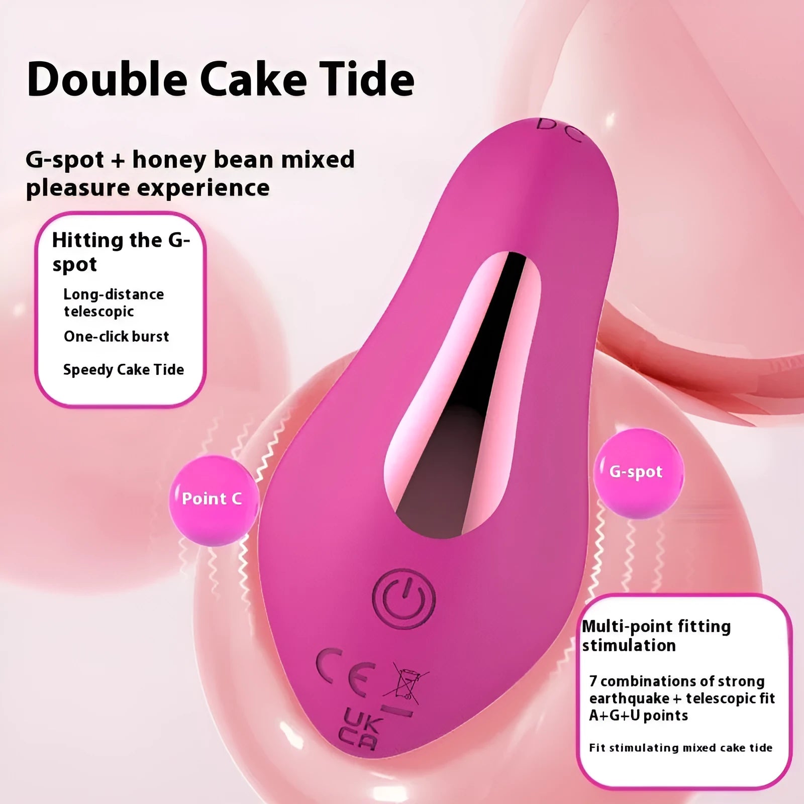 Rose red app-controlled wearable female massager with silicone construction and USB charging port