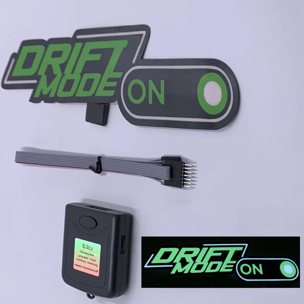 Self-adhesive luminous wall stickers with driver kit showing multiple colour options and text designs on window