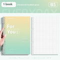 Gradient coloured removable coil notebook with PP cover in green, blue, pink, or purple options