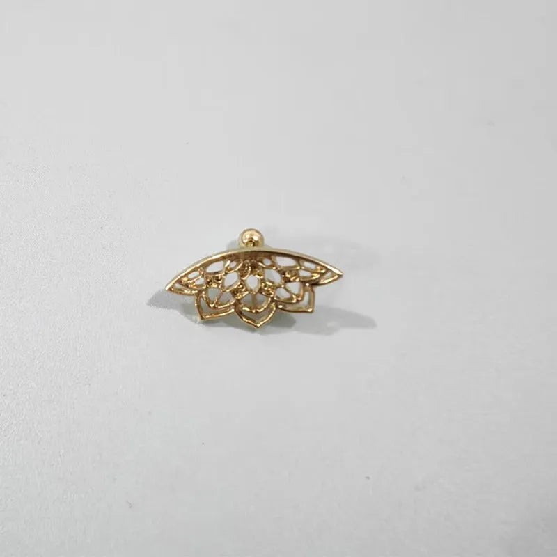 Spider web pattern stud earrings in electroplated gold and silver metal finishes