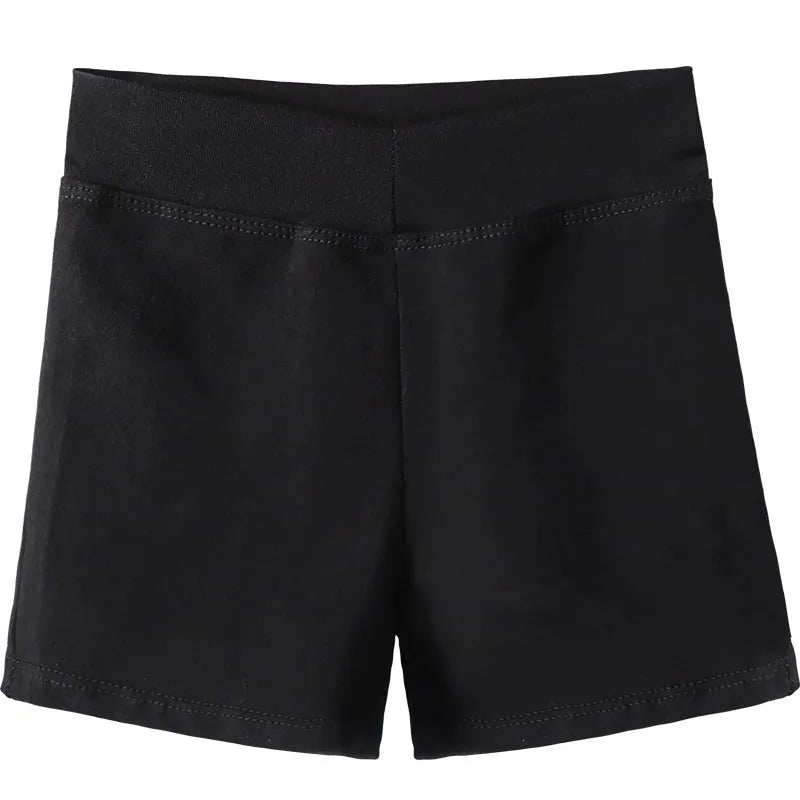 Black cotton women's dance practice shorts for ballet and fitness.