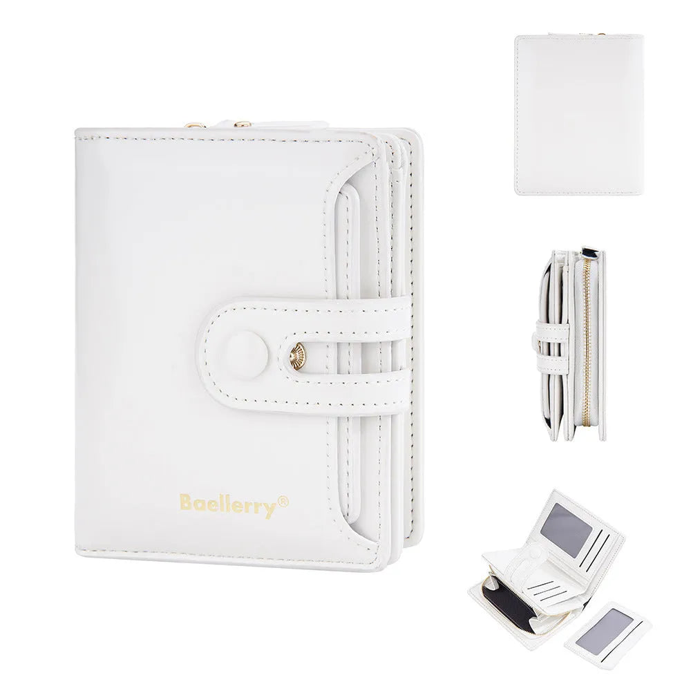 Women's PU leather card holder wallet in various colours showing polyester lining