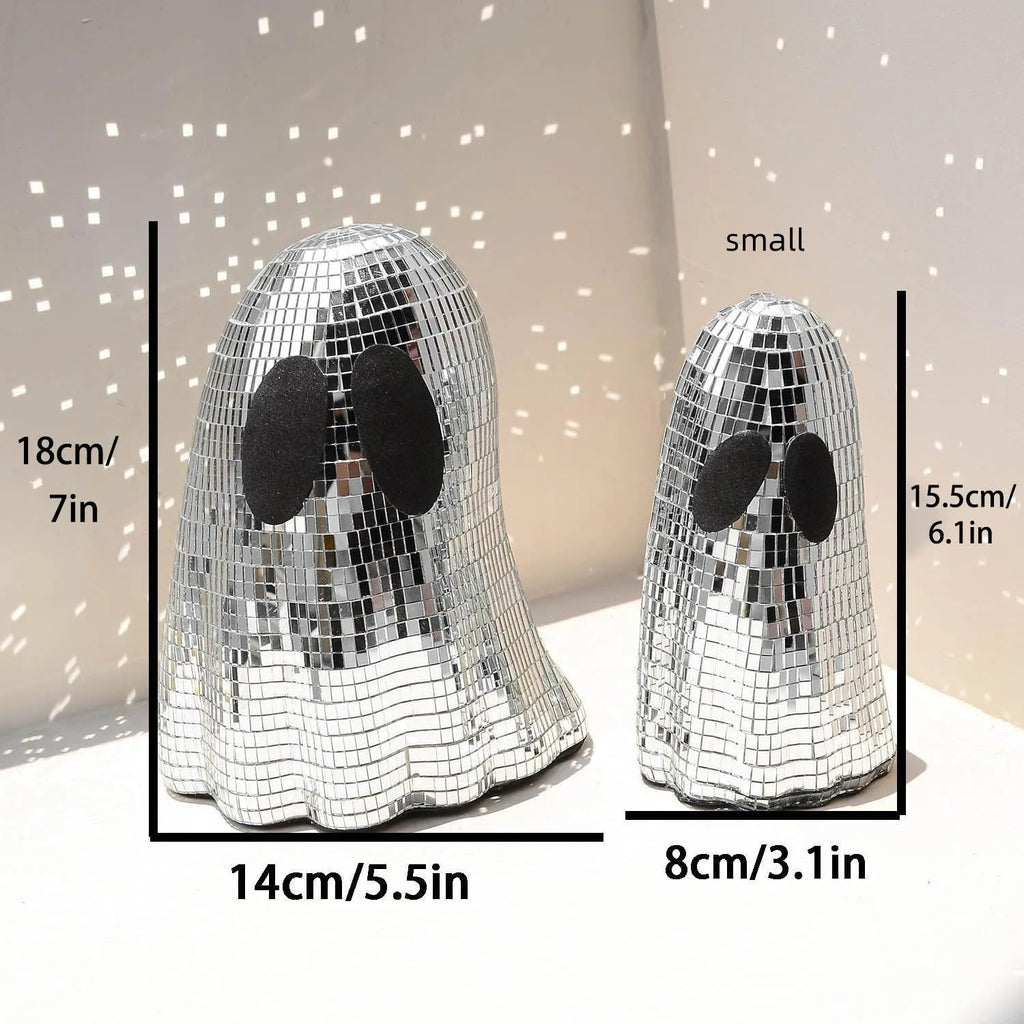 Silver Halloween ghost mosaic mirror patch desktop decoration in large and small sizes