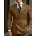 Men's light business style two-piece suit in chemical fibre and cotton blend fabric