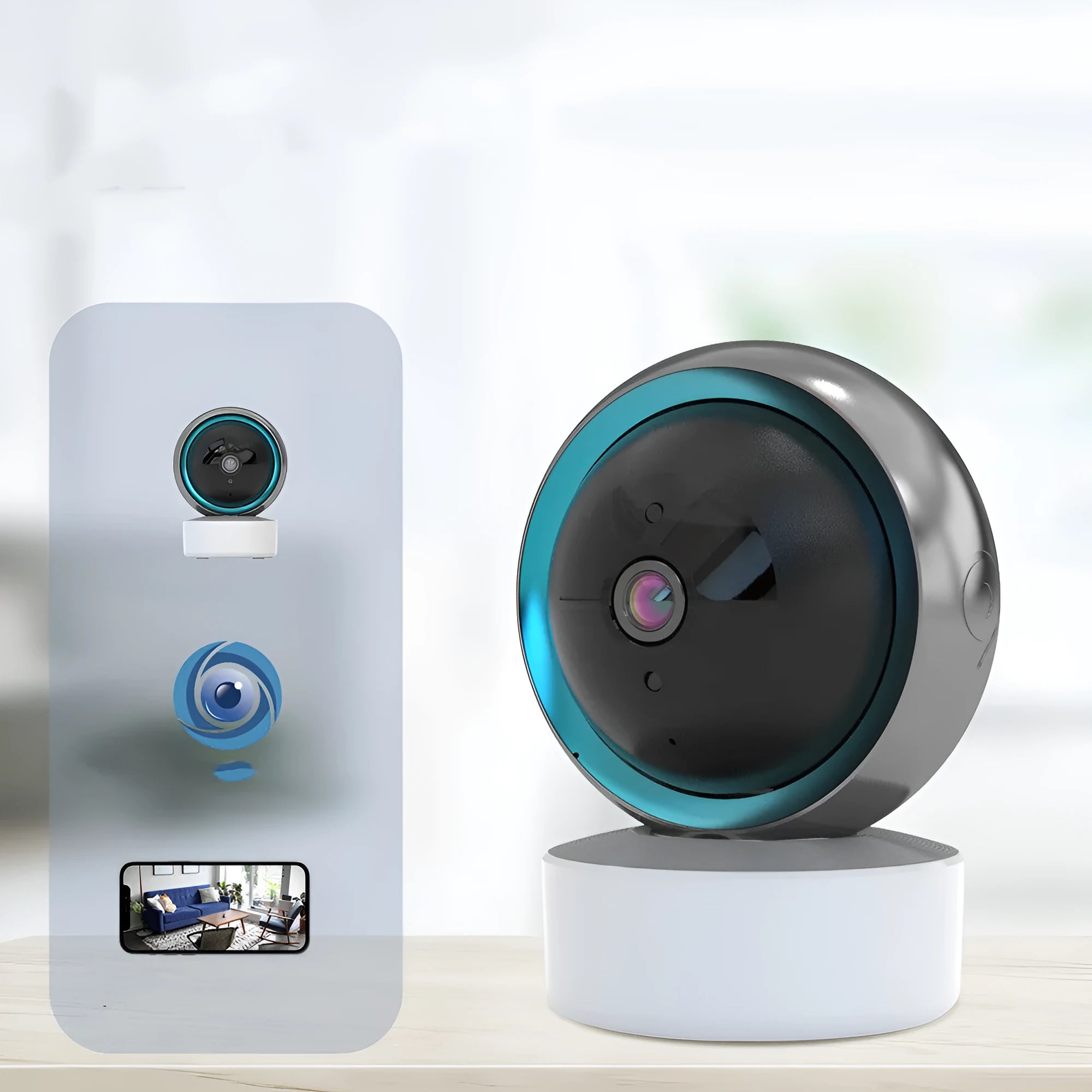 Indoor 360-degree Wi-Fi security camera with night vision and HD resolution