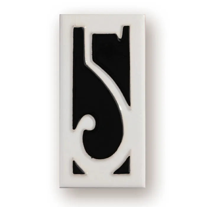 Handmade ceramic retro doorplate with enamel art numbers measuring 76x152mm