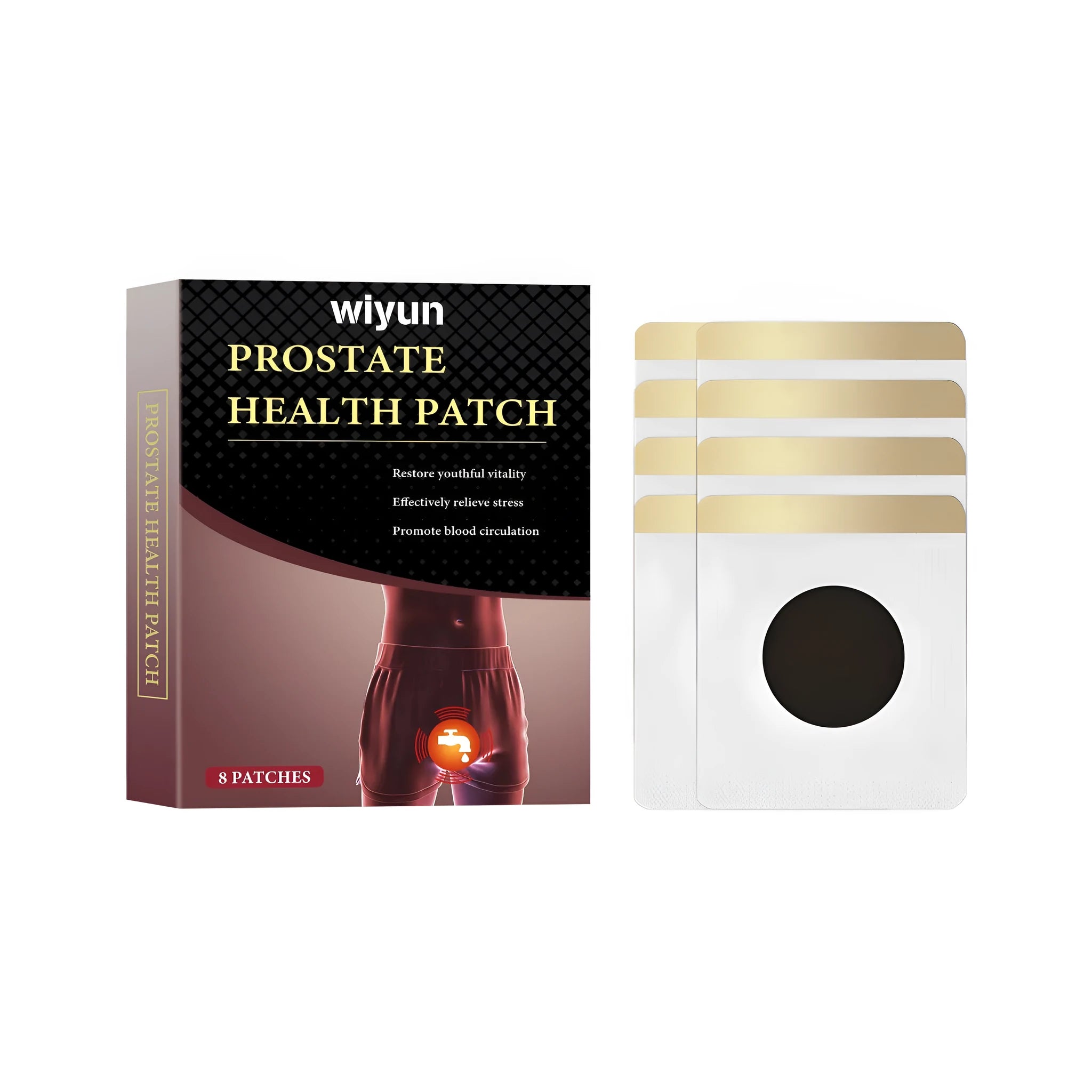 Men's herbal prostate patch pack containing eight treatment patches