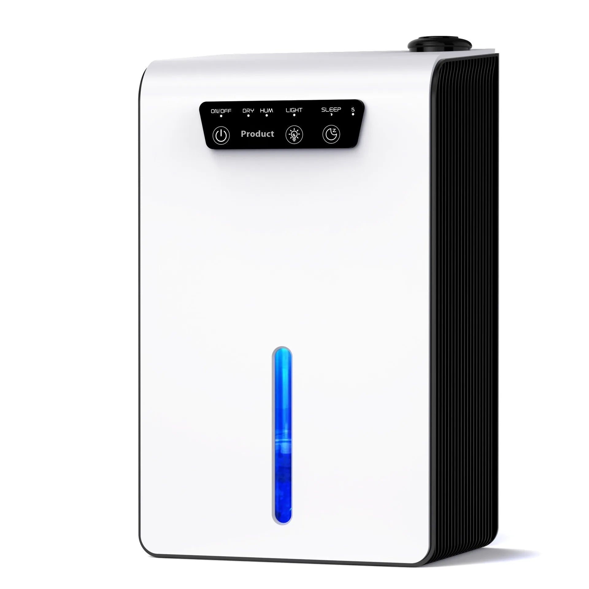 Milky white portable dehumidifier for bedroom use with water tank