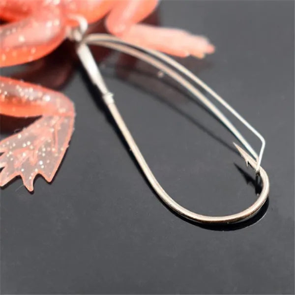 Frog-shaped fishing lure with revolving sequins and anti hanging bottom hook, 6.2g, on a white background