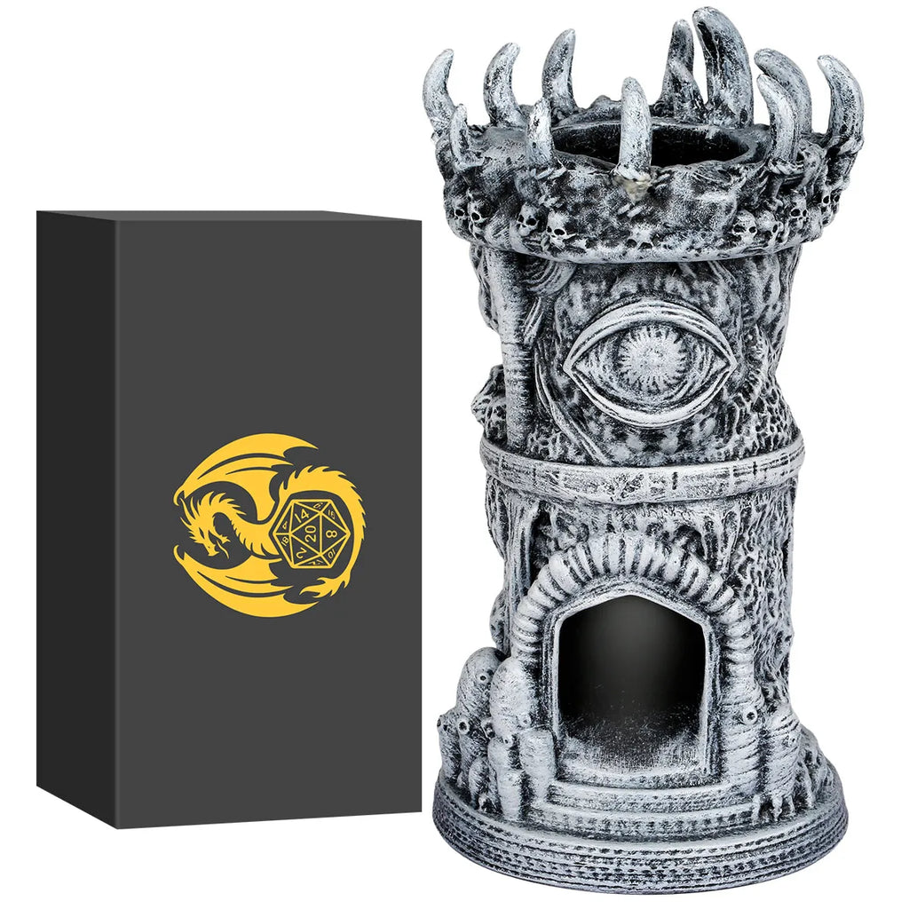 Fantasy-Themed Cyclops Beholder Dice Tower Grey Resin Craftsmanship 17cm Board Game Accessory for Role-Playing Multiplayer Gatherings Family Parties Gift