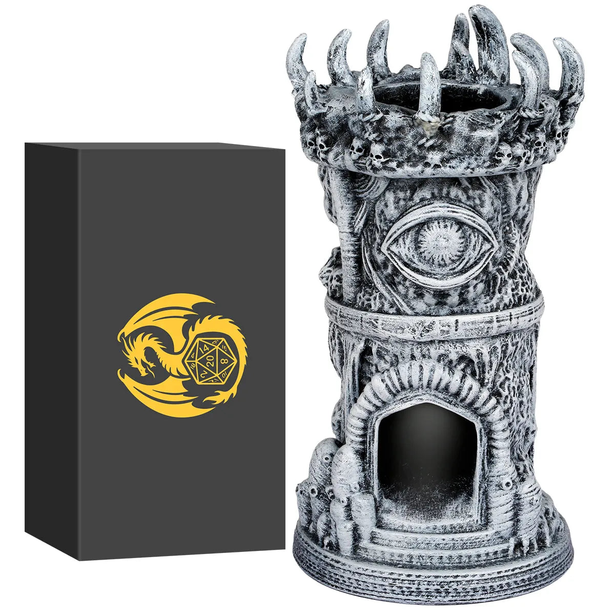 Fantasy-Themed Cyclops Beholder Dice Tower Grey Resin Craftsmanship 17cm Board Game Accessory for Role-Playing Multiplayer Gatherings Family Parties Gift