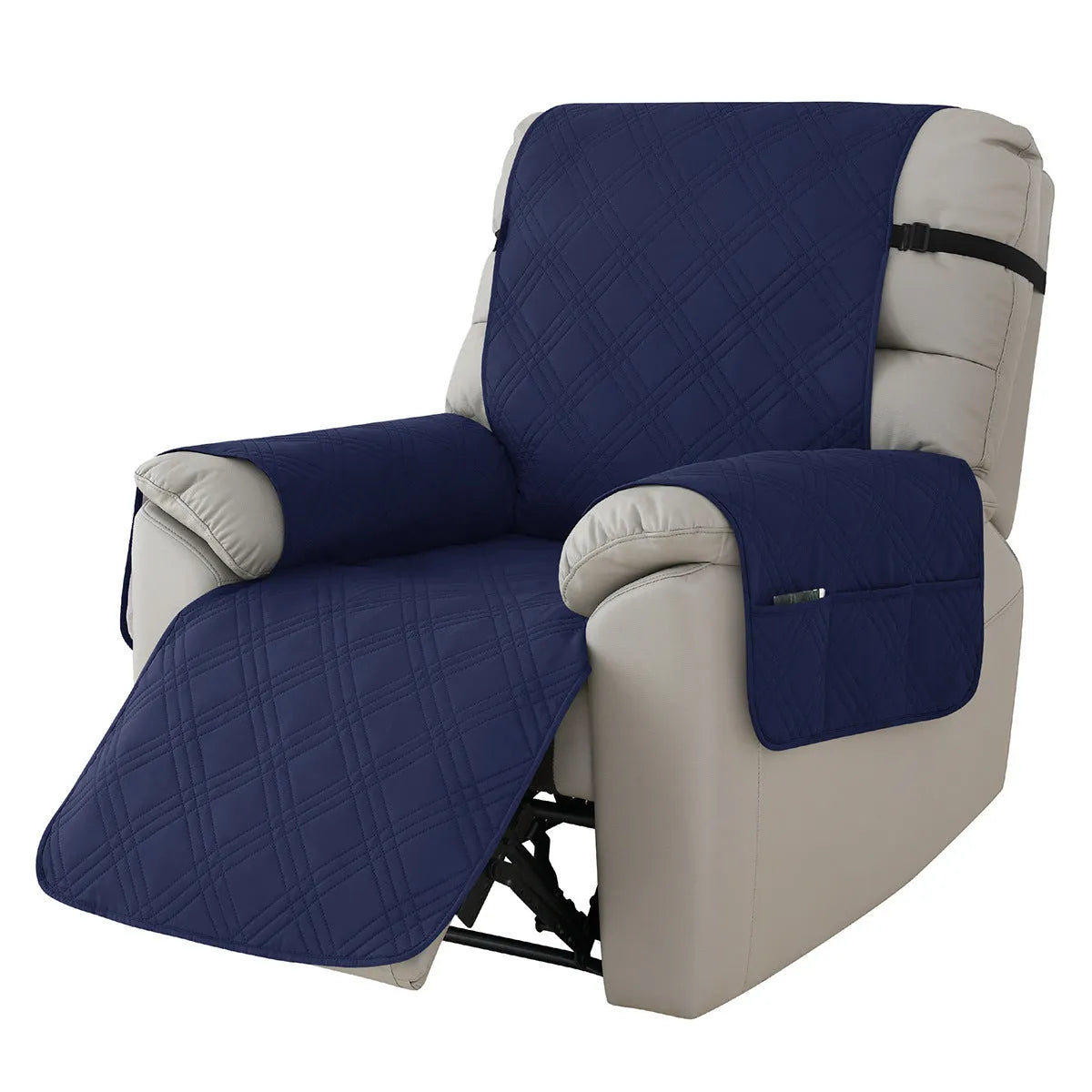 Quilted burgundy sofa cover on a Chivas massage chair