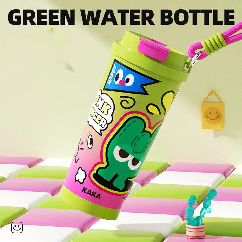 500ml vacuum cup with creative design in green, black, pink purple, or blue and red colour options