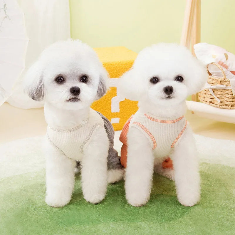 Polyester dog pyjamas in orange, gray, and purple sizes XS to XL casual pet sleepwear
