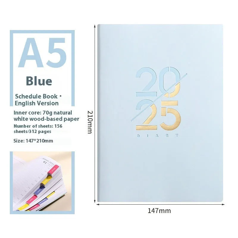 Soft leather A5 daily schedule book with 150 sheets in multiple colour options