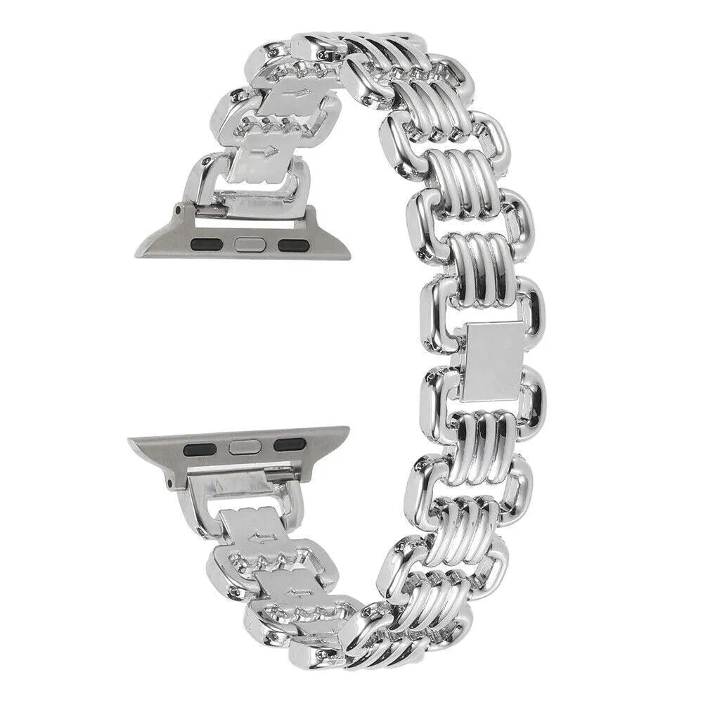Alloy metal ladies watch bracelet for Apple Watch in silver, black, gold, rose gold, starlight colours.
